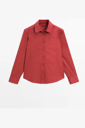 Massimo Dutti Dames - 100% Katoenen Overhemd Met Lange Mouw - Framboos - Xs