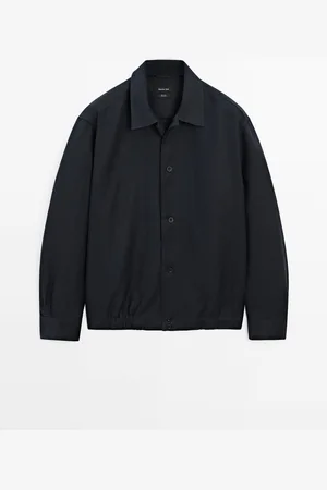 Massimo Dutti Heren - 100% Linnen Overshirt - Donkergrijs - S
