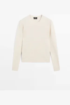 Massimo Dutti Dames - 100% Linnen Trui Van Fijn Tricot - Zand - Xs