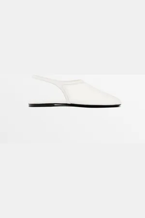 Massimo Dutti Dames - Slingback Ballerina Met Gaasstof - Wit - 35