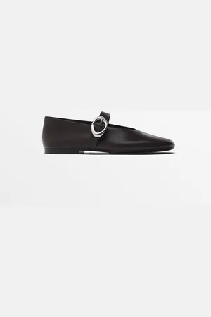 Massimo Dutti Dames - Ballerina Met Metalen Gesp - Bruin - 42