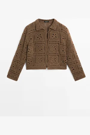 Massimo Dutti Dames - Crochet Tricot Vest - Bruin - S