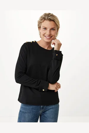 Mexx Longsleeve top with buttons on shoulders Black