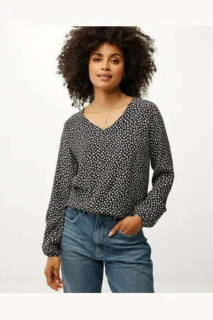 Mexx V-neck blouse AOP Black