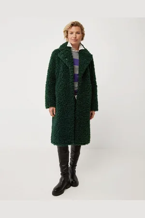 Mexx Faux fur coat with belt Dark Green