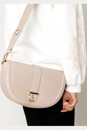Mexx Croco halfmoon crossbody bag Ecru