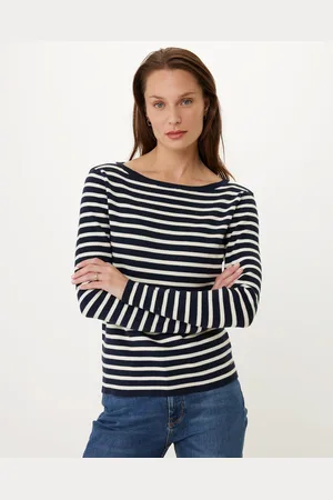 Mexx Striped boatneck knitted pullover Navy