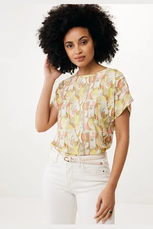 Mexx Capsleeve Top Print Limoengroen