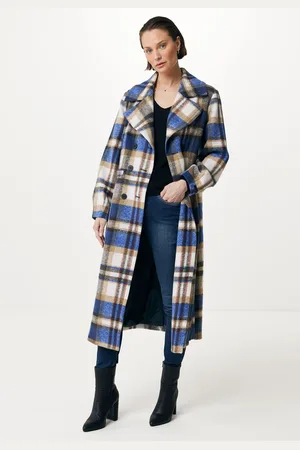 Mexx Geruite Trenchcoat Blue