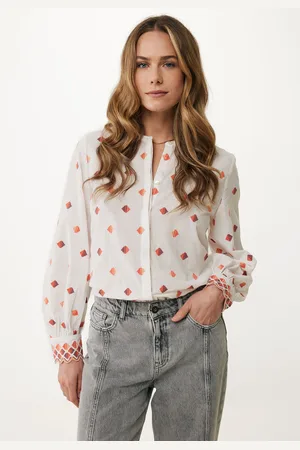 Mexx Blouse Geborduurd Offwhite