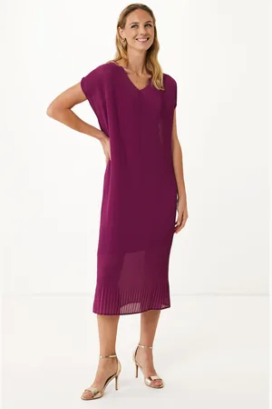 Mexx Midi Jurk Plissé Mauve