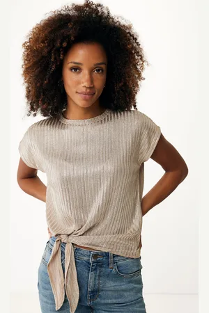 Mexx T-shirt Lurex Rib Zand