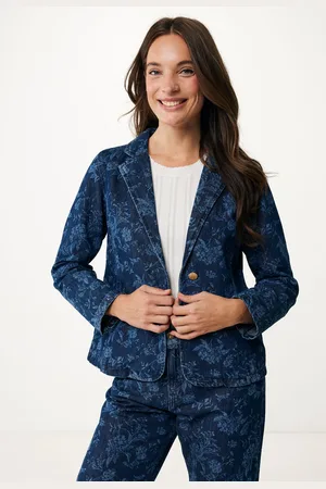 Mexx Blazer Denim Donkerblauw Bloemenprint