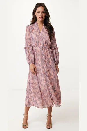 Mexx Jurk met Ruffles en Print Roze