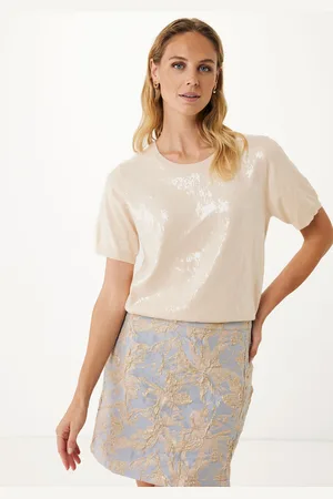 Mexx Top Gebreid met Pailletten Zand