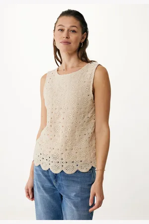 Mexx Top Mouwloos Crochet Cremewit