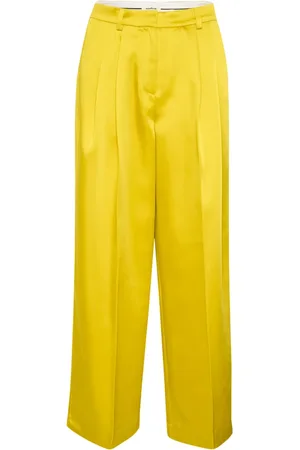 Soaked in Luxury Dames, Broeken, Geel, Maat: XS Satijn