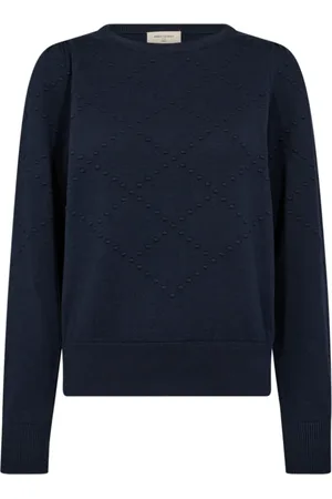 Freequent Dames, Truien, Blauw, Maat: XS Katoen