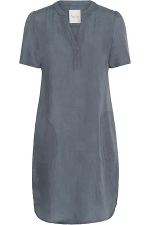 Part Two Dames, Jurken, Grijs, Maat: 2XL Linnen
