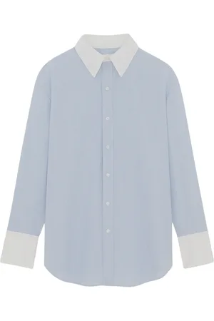 Saint Laurent Dames, Blouses & Shirts, Blauw, Maat: L Katoen
