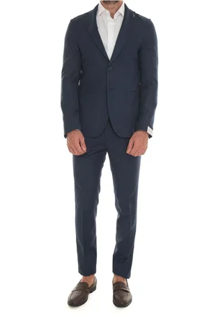 PAOLONI Heren, Pakken, Blauw, Maat: 2XL Wol
