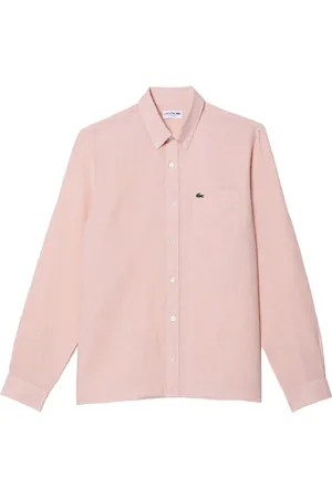 Lacoste Heren, Overhemden, Roze, Maat: L Linnen