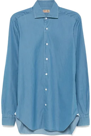 BARBA Heren, Overhemden, Blauw, Maat: 4XL Katoen
