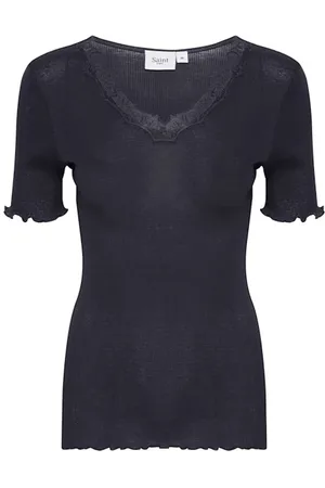 Saint Tropez Dames, Blouses & Shirts, Zwart, Maat: L