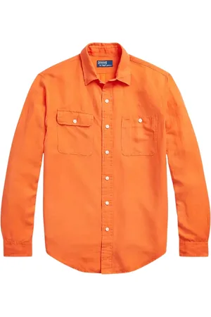 Ralph Lauren Heren, Overhemden, Oranje, Maat: L Linnen