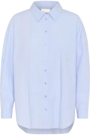 My Essential Wardrobe Dames, Blouses & Shirts, Blauw, Maat: 3XL Katoen