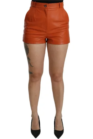 Dolce & Gabbana Dames, Korte broeken, Oranje, Maat: XS Leer