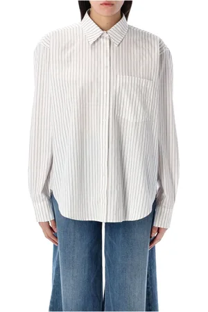ANINE BING Dames, Blouses & Shirts, Wit, Maat: S Katoen