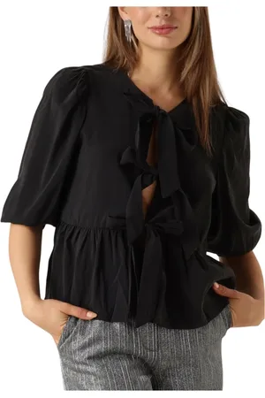 Object Dames, Blouses & Shirts, Zwart, Maat: XS Viscose