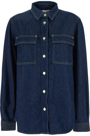 Frame Dames, Blouses & Shirts, Blauw, Maat: S Denim