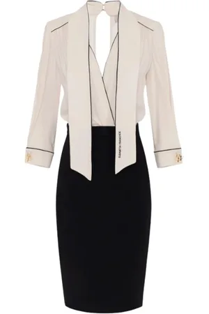 Elisabetta Franchi Dames, Jurken, Wit, Maat: XL Tweed