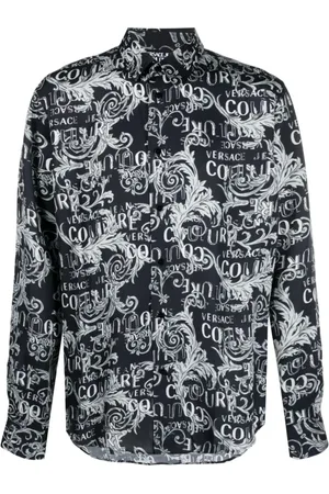 VERSACE Heren, Overhemden, Grijs, Maat: 2XL Viscose