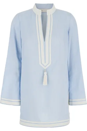 Tory Burch Dames, Blouses & Shirts, Blauw, Maat: S Zijde