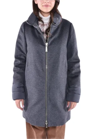 MOORER Dames, Mantels, Blauw, Maat: L Wol