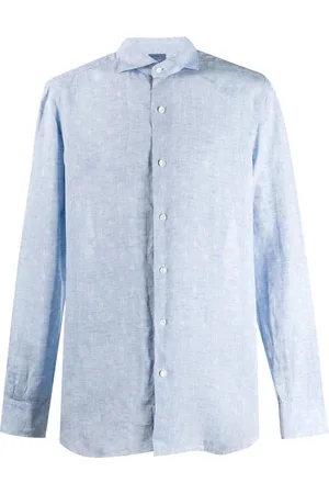 BARBA Heren, Overhemden, Blauw, Maat: XL Katoen