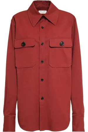 Saint Laurent Dames, Blouses & Shirts, Rood, Maat: S Katoen