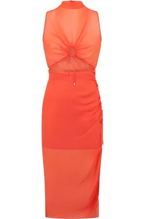Patrizia Pepe Dames, Jurken, Oranje, Maat: XS Viscose