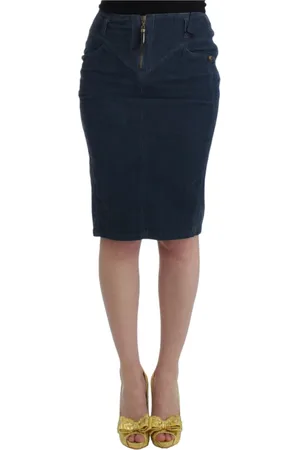 Roberto Cavalli Dames, Rokken, Blauw, Maat: S Katoen