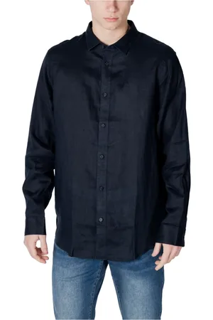 Armani Exchange Heren, Overhemden, Blauw, Maat: M Linnen