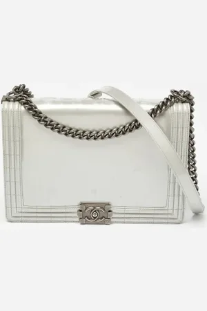 CHANEL Dames, Pre-owned, Grijs, Maat: ONE Size Leer