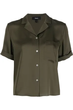 THEORY Dames, Blouses & Shirts, Groen, Maat: XS Zijde