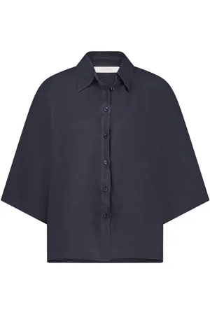 NUKUS Dames, Blouses & Shirts, Blauw, Maat: L Linnen