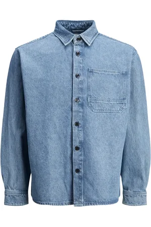 JACK & JONES Heren, Overhemden, Blauw, Maat: L Katoen