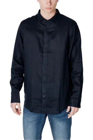 Armani Exchange Heren, Overhemden, Blauw, Maat: 2XL Linnen