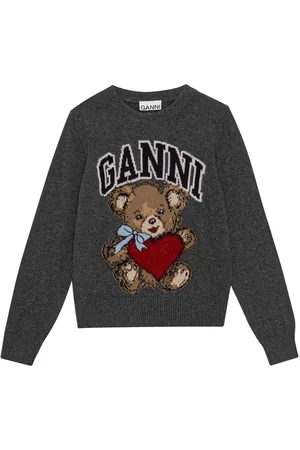 Ganni Dames, Truien, Grijs, Maat: M Wol