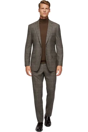 Boggi Milano Heren, Pakken, Bruin, Maat: XL Wol